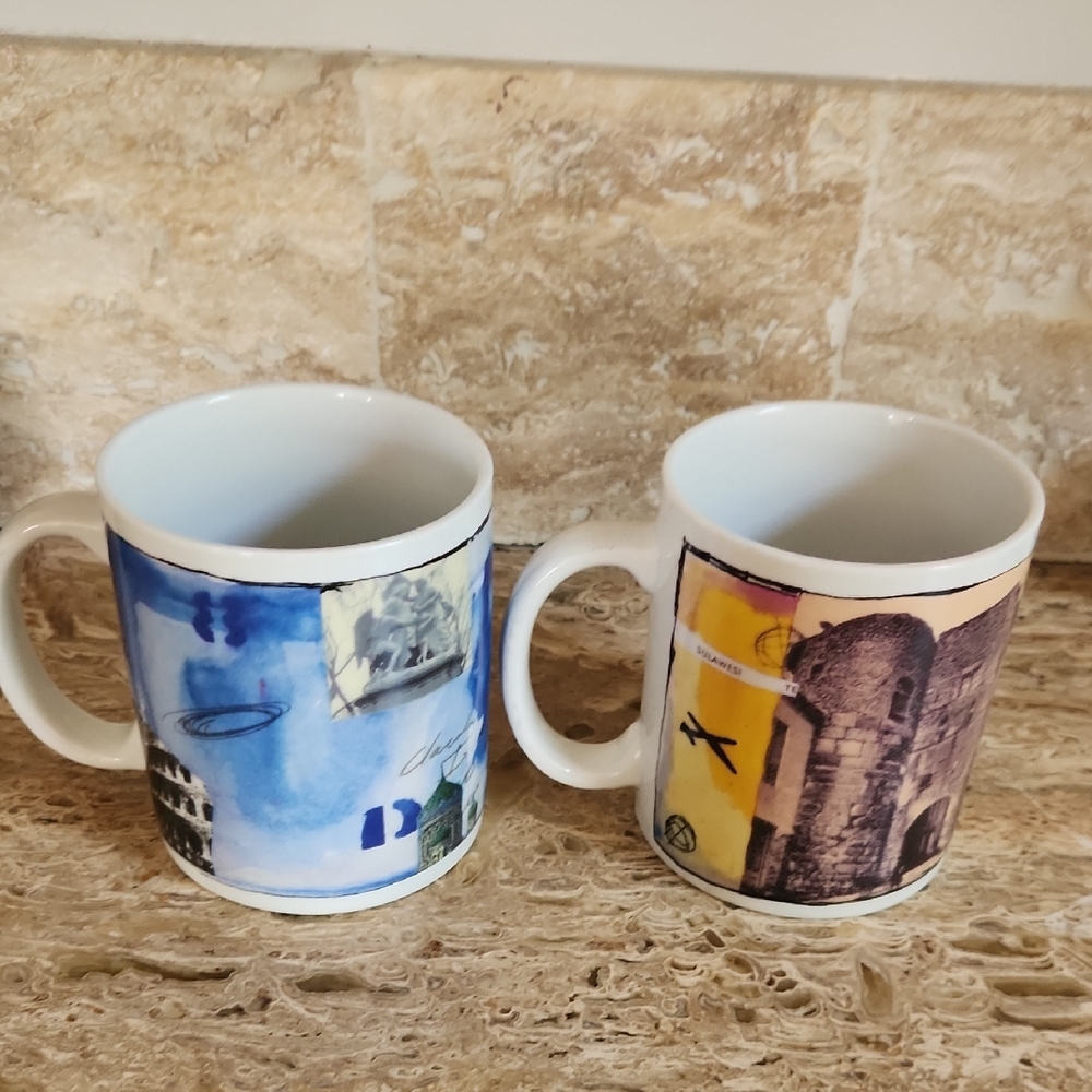 Rare Starbucks 1994 Jackal Design Vasilakis Set of 2 Mugs